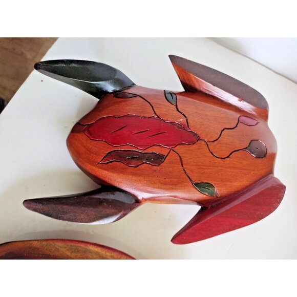 Vintage Folk Art Hand-Carved WOOD FROG 2 Piece Trinket Box 10" x 7" - Picture 4 of 16